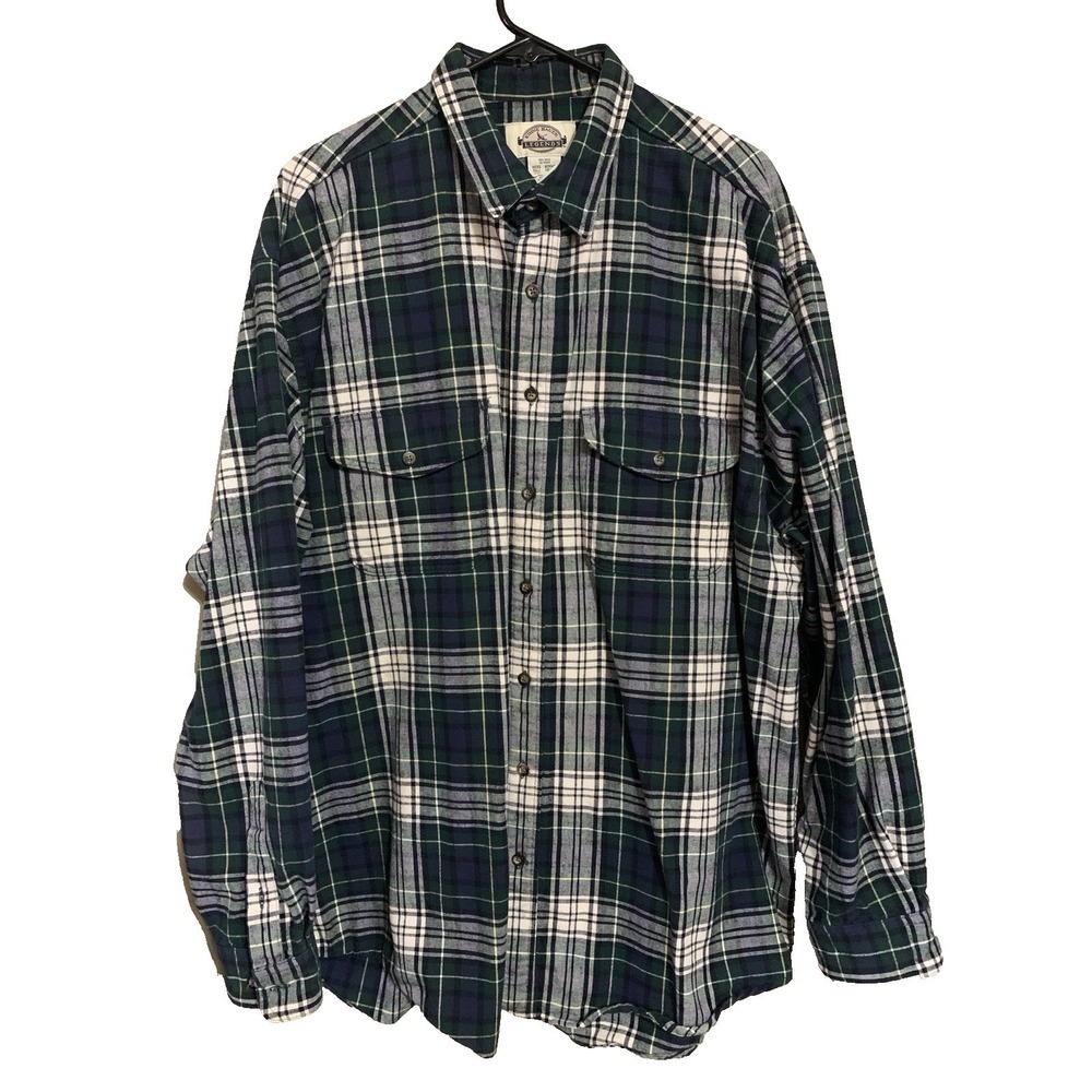 Eddie Bauer Legends Heavy Flannel Long Sleeve Button Up Shirt Men's 2XL Tall